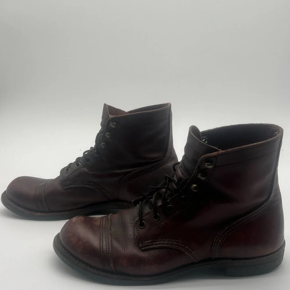 Vintage Red Wing 8119 Heritage Iron Ranger Oxblood Leather Boots Mens 8.5 D USA